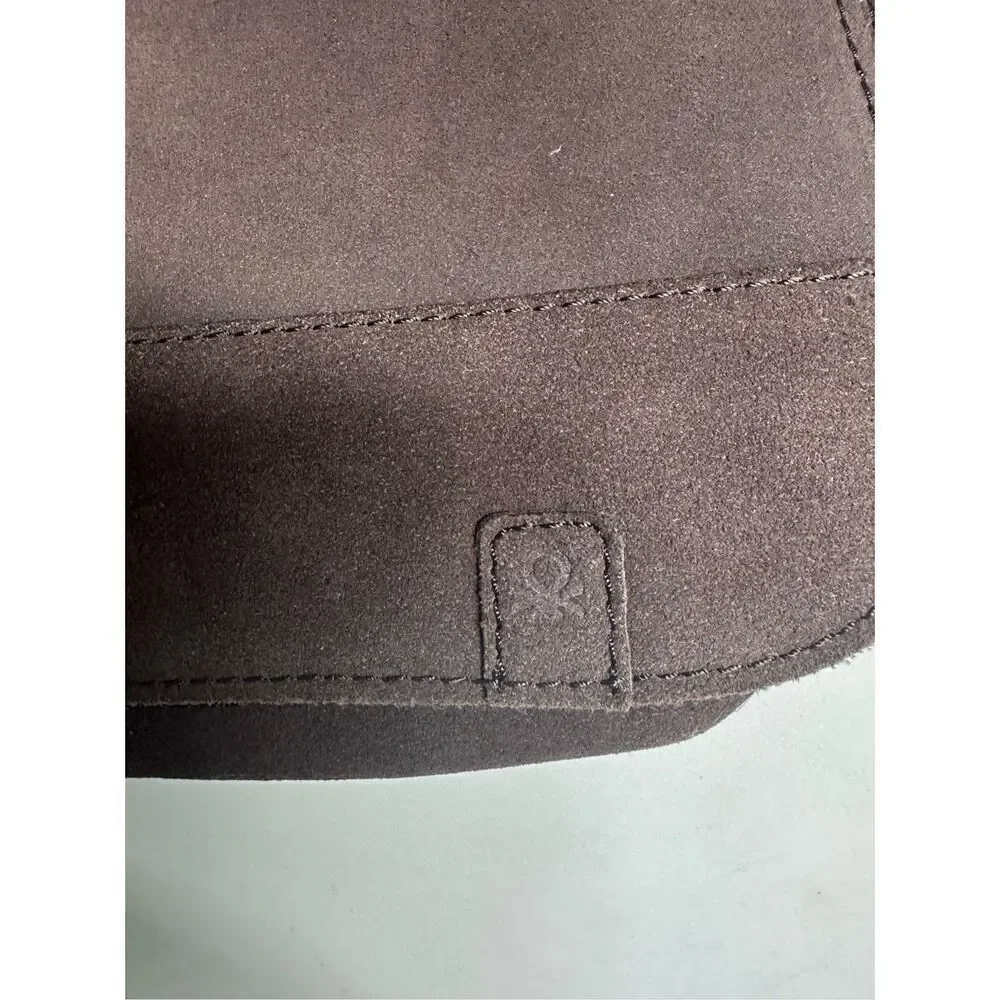 Benetton Brown Suede Messenger Crossbody Bag Briefcase Laptop See Description